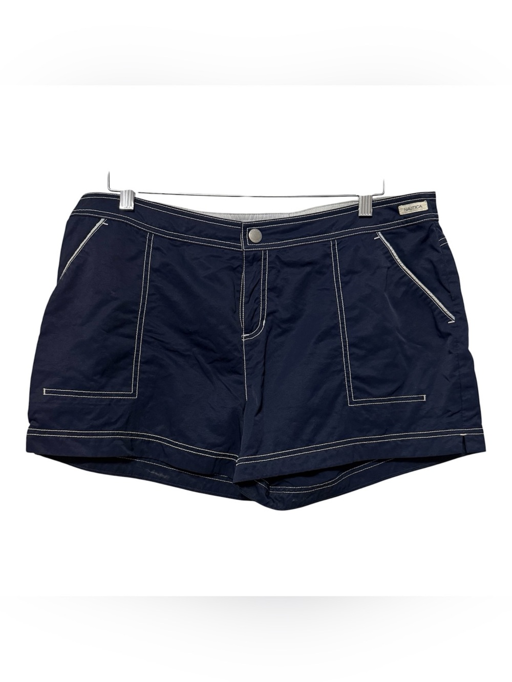 Nautica Shorts Women’s Large Lightweight Nylon Navy Midrise Coastal Nautical
